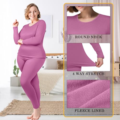 Patelai 3 Pack Women Plus Size Long Sleeve Thermal Shirts Undershirt Fleece Lined Underwear Top Women Crew Neck Base Layer3