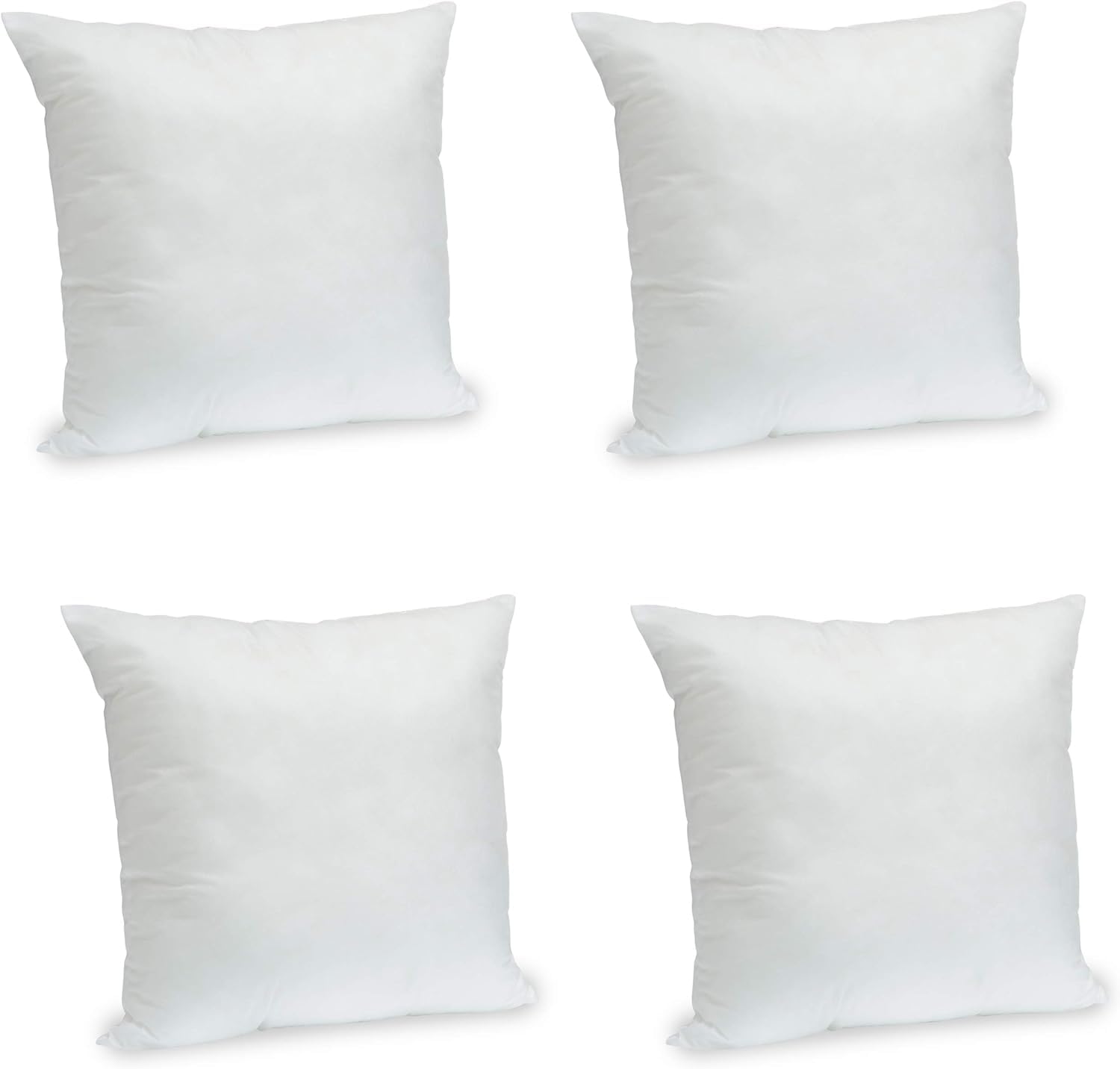 Cushion Insert (Pack of 4) 20 x 20 Inches Throw Pillows Insert - Sofa, Bed and Couch Decorative Stuffer Pillows - White Square Cushion Inner Filler Anti Allergic - 20" Inch