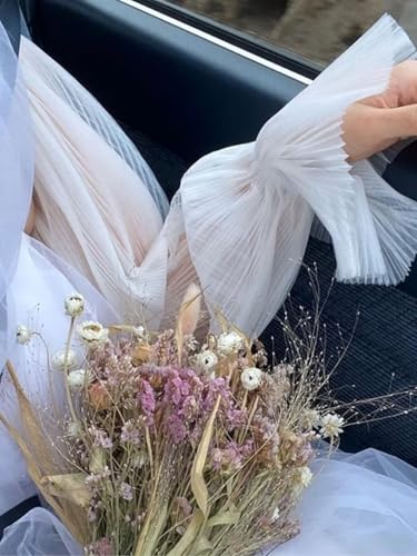 Image of Pleated Tulle Detachable Long Sleeves for Wedding Dress, White, Light Ivory