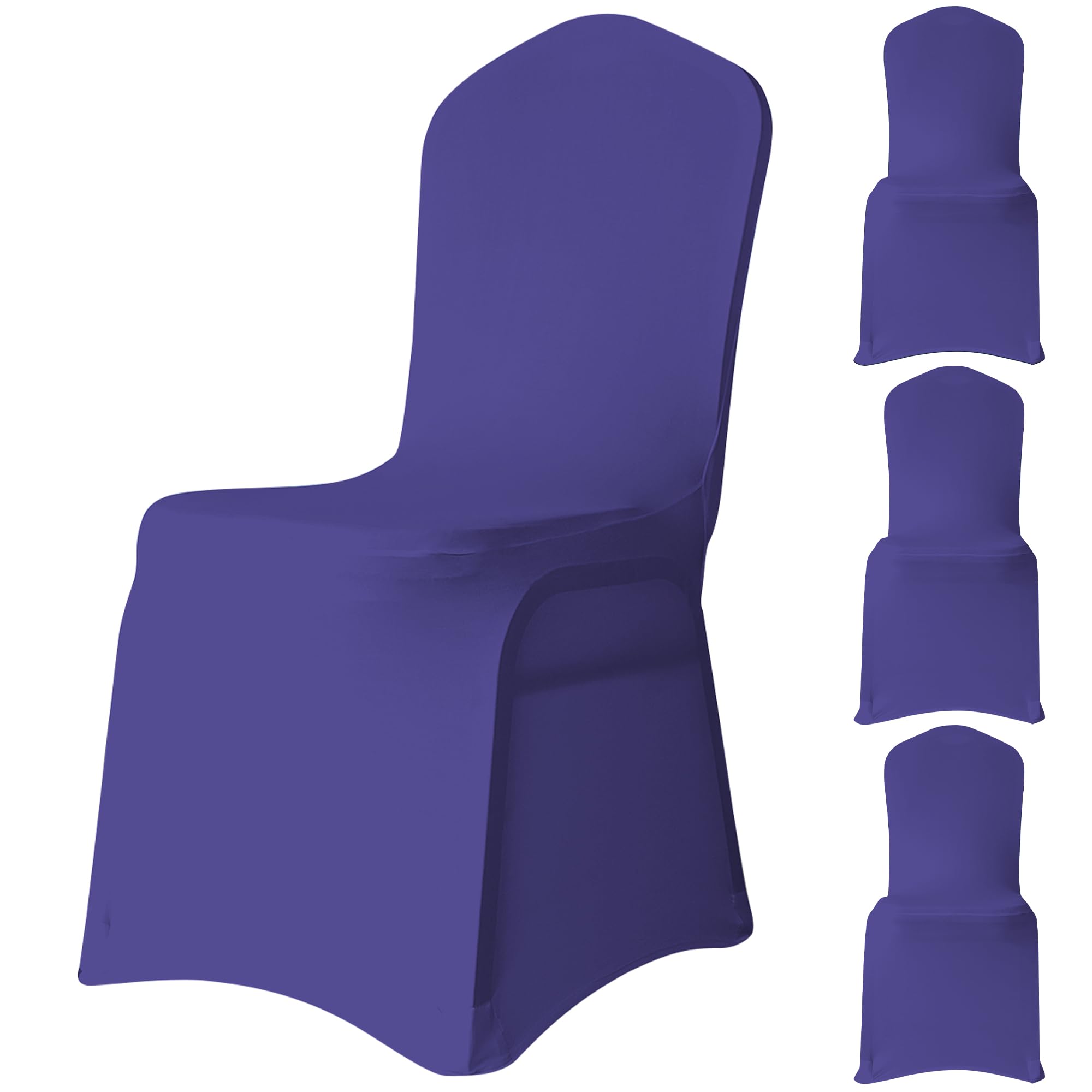 WedDecor Flat Front Stretch Wedding Chair Covers, Purple, Pack of 4