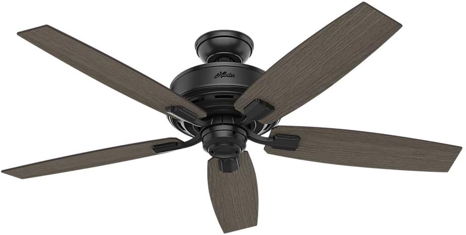 Best Quality 🔥 Hunter Fan Company Bennett 54189 52 Inch Bennet Ultra Quiet Ceiling Fan with LED Light Kit, Remote Control, and Reversible Blades, 52, Matte Black finish