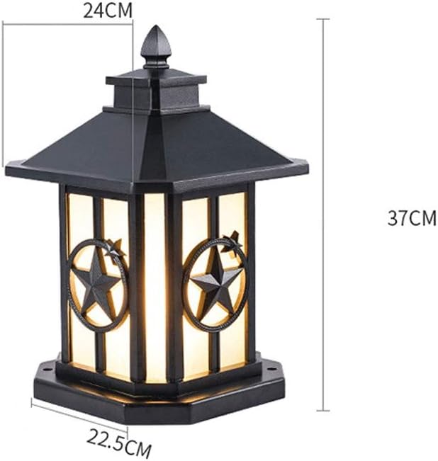 Traditional E27 Column Headlight Outdoor Column Head Lamp European Column Lamp Waterproof Door Column Lamp Door Lamp Home Villa Garden IP55 Decorative Garden Exterior Light Fixture (Color : Col