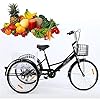 MUCSAH Bike Three Wheel Bike, Adult Tricycle 24 inch Adult Bicycle High Carbon Steel Frame 3 Wheel Bikes with Shoppibasket Three Wheel Cruiser Bike for Seniors Women Men Cycl #1
