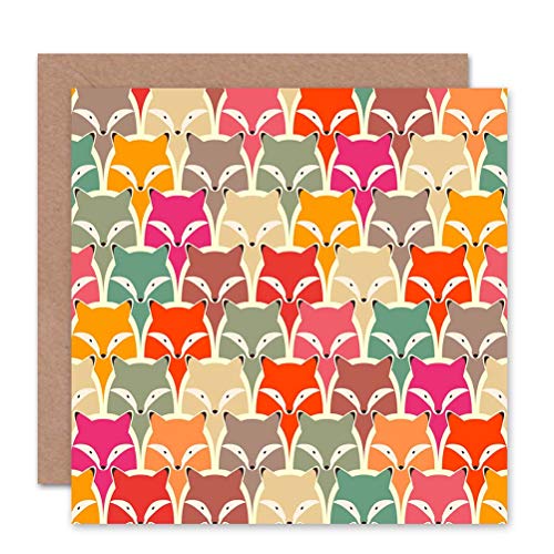 Wee Blue Coo ABSTRACT FOX MULTI COLOUR PATTERN BLANK GREETINGS BIRTHDAY CARD ART