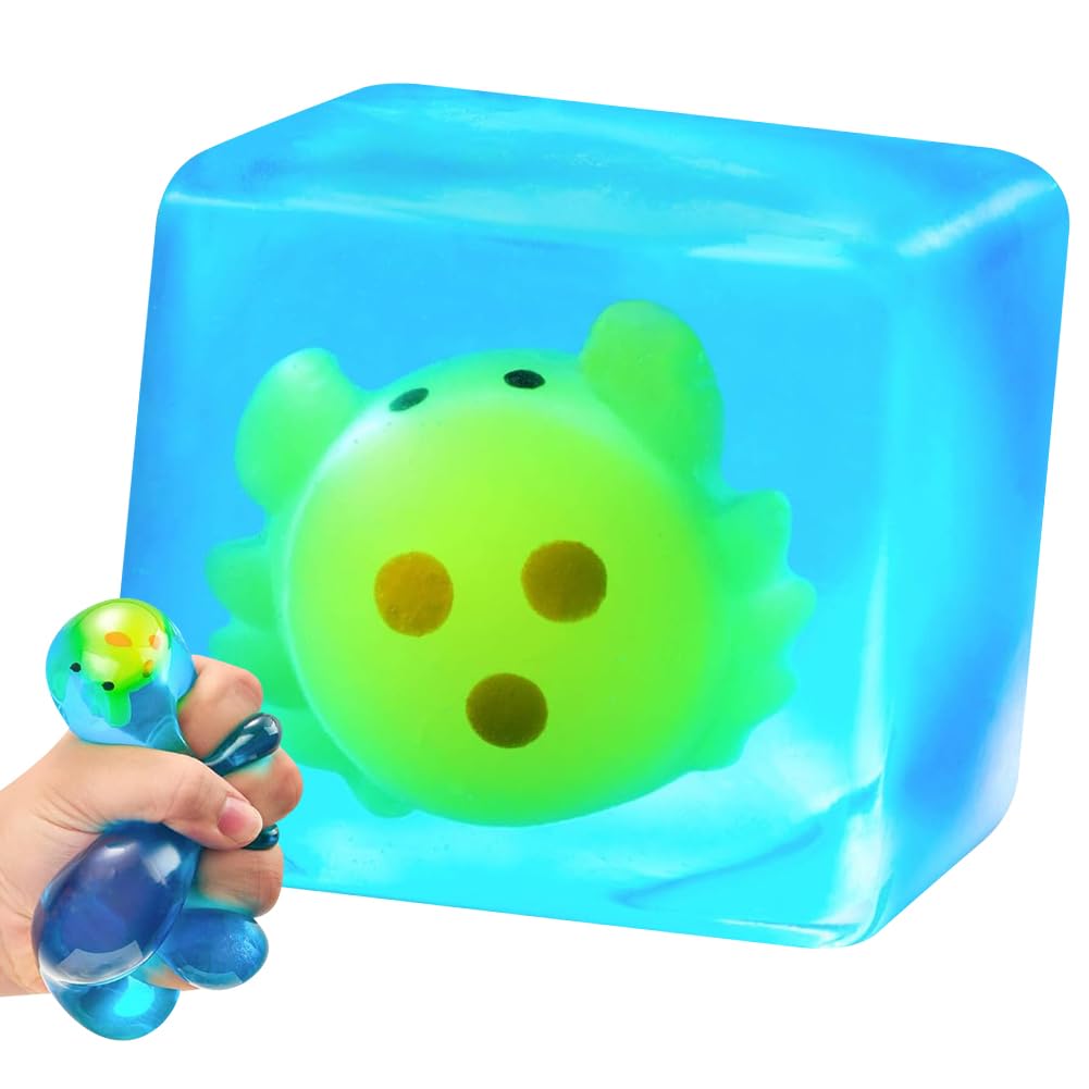 Ice Cube Squishy Fidget Toys, Glow in The Dark Crab Squish Toy, Squeeze Toys for Kids Adults, Squishy Fidget Stress Balls for Autism, Soft Stress Cube, Squeeze Sensory Toy for Anxiety Relief-4 — image 1