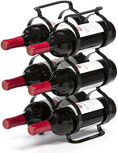 Mango Steam 6 Bottle Counter-top Wine Rack - Storage Organizer for Kitchen Countertops, Pantry, Fridge - (Black) - Image 5