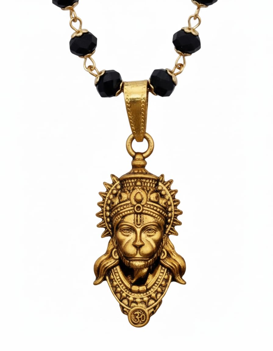 Lord Shiva Mahadev Trishul with Hanuman Pendant | Devotional Necklace Chain