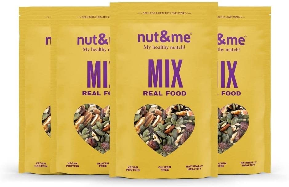 Mix Ensalada Gourmet 600 gr nut&me | Mix de Frutos Secos para ensalada, Fruta Deshidratada y Semillas | Sin Gluten | Vegano Pack 4 x 150 gr