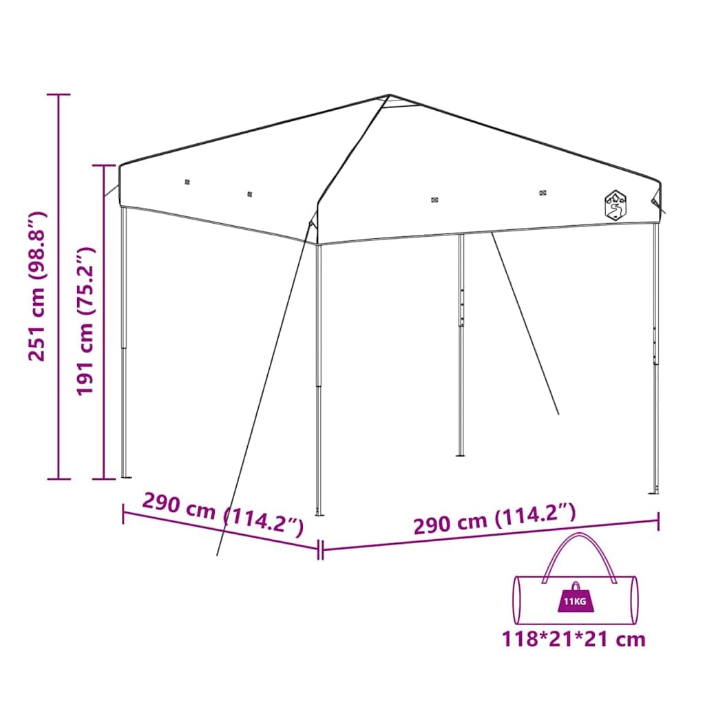 Pawilon, namiot imprezowy, zielony, z materiału, 290 x 290 x 251 cm, składany pawilon z regulacją wysokości, do ogrodu, na taras, schronienie, ochrona przed słońcem i wiatrem