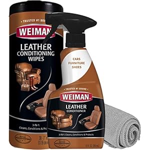 Weiman Leather Cleaner & Conditioner Care Kit | Restores Leather Surfaces | Ultra Violet Protectants Help Prevent Cracking or Fading of Leather Furniture, Car Seats, Shoes