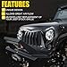 Xprite Matte Black Front Grill Grid Grille w/Mesh Compatible with Jeep Wrangler Rubicon Sahara Sport JK 2007-2018