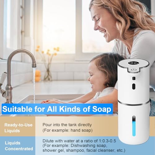 Image of OHIFAST Automatic Liquid Soap Dispenser Touchless, USB Rechargeable Smart Hand Soap Dispenser, 6-Level Adjustable, 12.8oz /380mL Wall Mounted for Bathroom Kitchen Accessories Dish Soap-White