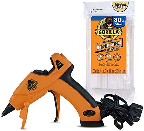 Gorilla Dual Temp Mini Hot Glue Gun Kit with 30 Hot Glue Sticks