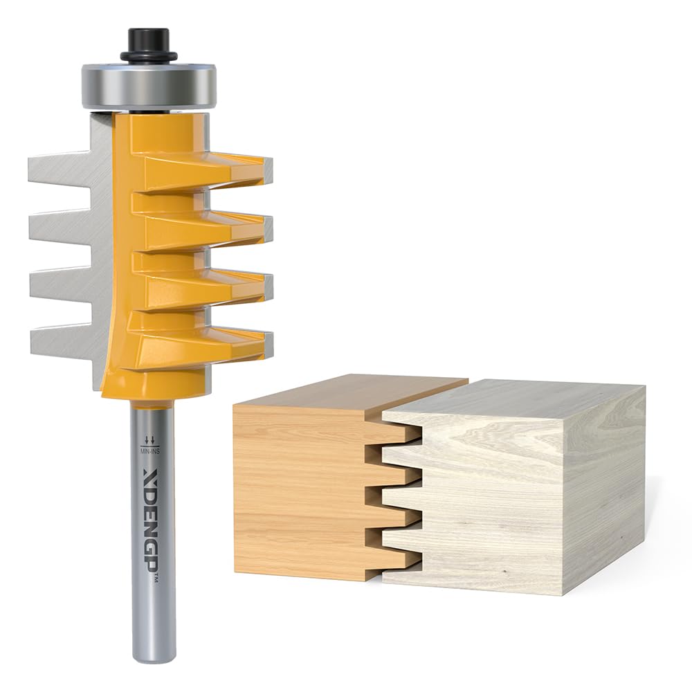XDENGP Professional Finger Joint Router Bit 1/4" Shank, Reversible Finger Glue Joint Router Bit for Woodworking, Finger Joint Bit, Joinery Router Bit