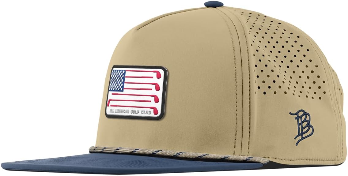 Branded Bills All American Golf Club Flat 5 Panel Rope Hat for Men | Golf Run Workout