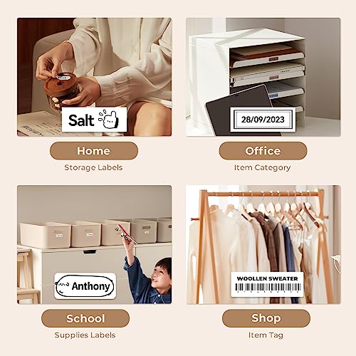 NIIMBOT D110 Label Maker Machine with Label, Small Label Printer Bluetooth Connection Multiple Templates Available for Phone Easy to Use for Office Home Organization Rechargeable White