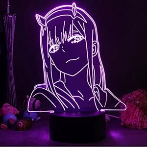 Veilleuse illusion 3D Darling in The FRANXX 002 – Lampe de table alimentée par USB – 7 couleurs LED avec interrupteur tactile – Cadeau pour enfants – Décoration de chambre à coucher