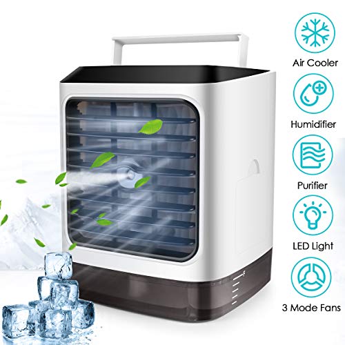 Personal Air Cooler, 4 in 1 Portable Evaporative Conditioner with 7 LED Light/