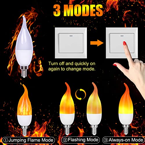Myogrip Flame Light Bulbs Outdoor, 3 Modes Led Flame Effect Light Bulbs, Candelabra Light Bulbs, E12 Base Flickering Light Bulbs Flame Bulbs For Home, Indoor Decoration(8 Pack) #TOP3