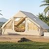 Aoxun Spacious Family Inflatable Tent for 4-8 Person with Manual Pump, 4 Season Inflatable Tents for Camping with Stove Jack, Heavy Duty Windproof Oxford Waterproof Air Tent for Glamping
