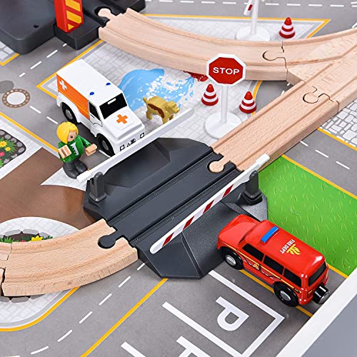 Giant Bean GA20003A 72Pcs Wooden Train Tracks & Trains, Gift Packed Toy Railway Kits For Kids thumb #7
