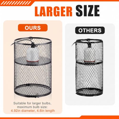 Image of VIHOSE 1 Pcs Reptile Heat Lamp Guard Anti Scald, 5.5 Inch, White, Black