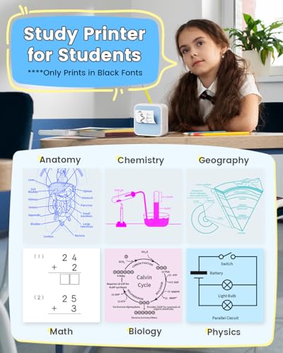 Image of Sticker Printer - Mini Sticker Maker Machine with 3 Roll Tapes, Bluetooth Portable Inkless Printpods Pocket Printer Classroom Must Haves for Kids Study Notes, Anatomical Diagrams, Photos, Gift