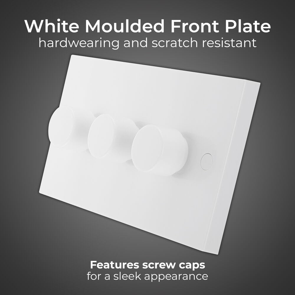 BG Electrical Intelligent Triple Wall Dimmer Switch, 2 Way, Square Edge, Nexus 900 Series, White Moulded, 200W, 983 - Image 2