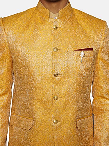 Image of WINTAGE Men's Banarasi Rayon Cotton Green Bandhgala