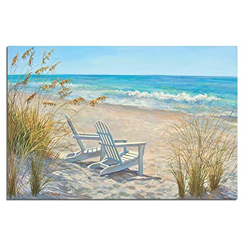 Landscape Painting Poster, Beach Scene Poster with Chair poster canvas prints wall art poster painting for living room decorations Unframe-Landscape painting poster, beach scene poster1 16×24inchs(40×