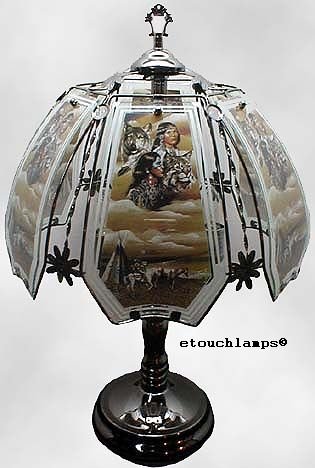 Native American Touch Lamp 14 with Pewter Base