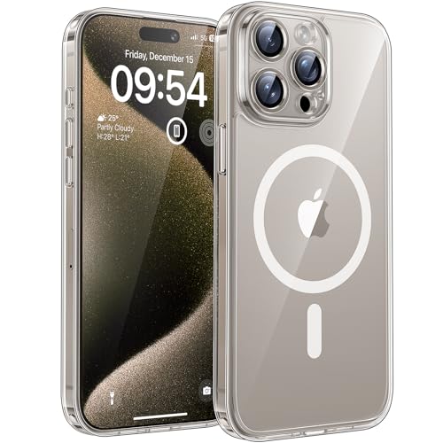 TOCOL für iPhone 15 Pro Hülle für Magsafe Nie Vergilbung Stoßfest Anti-Fingerabdruck Kratzfest rutschfest Magnetisch Handyhülle für iPhone 15 Pro Case Transparent