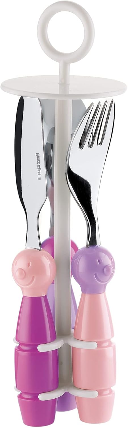 Fratelli Guzzini Bimbi, Billo Three Piece Small Cutlery Set, ABS|PP|Stainless Steel AISI 304 18/10, Stainless Steel AISI 410 (Knife)