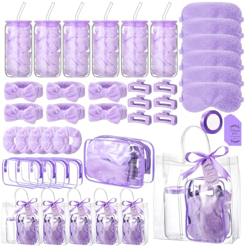 Acellegic 48 Pcs/6 Sets Sleepover Party Supplies for Women, Purple