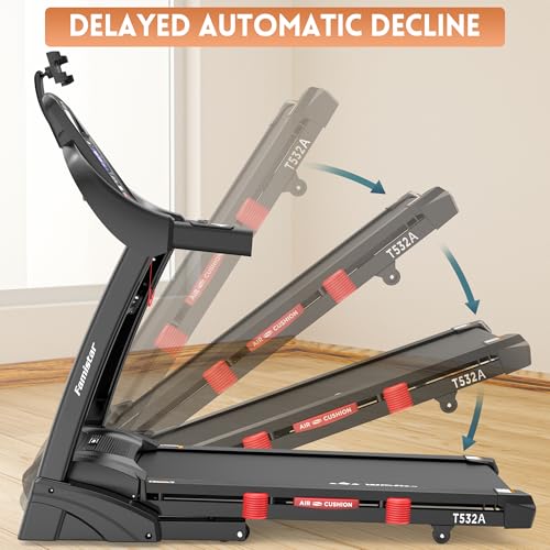 Image of Treadmill with Incline, 4.5HP Folding Treadmill, 0-15% Auto Incline for Home & Office, Running and Walking, 300lbs Capacity, APP Control, Wide Belt, 64 Programs