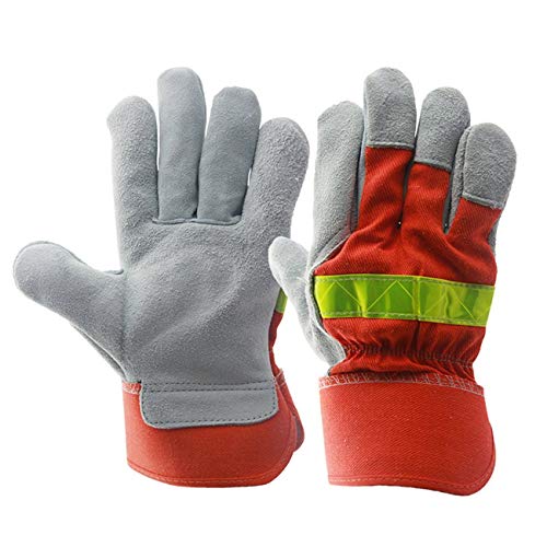 Preisvergleich Produktbild Arbeitshandschuh aus Leder Sicherheitsschutzhandschuhe feuerfest mit reflektierendem Riemen