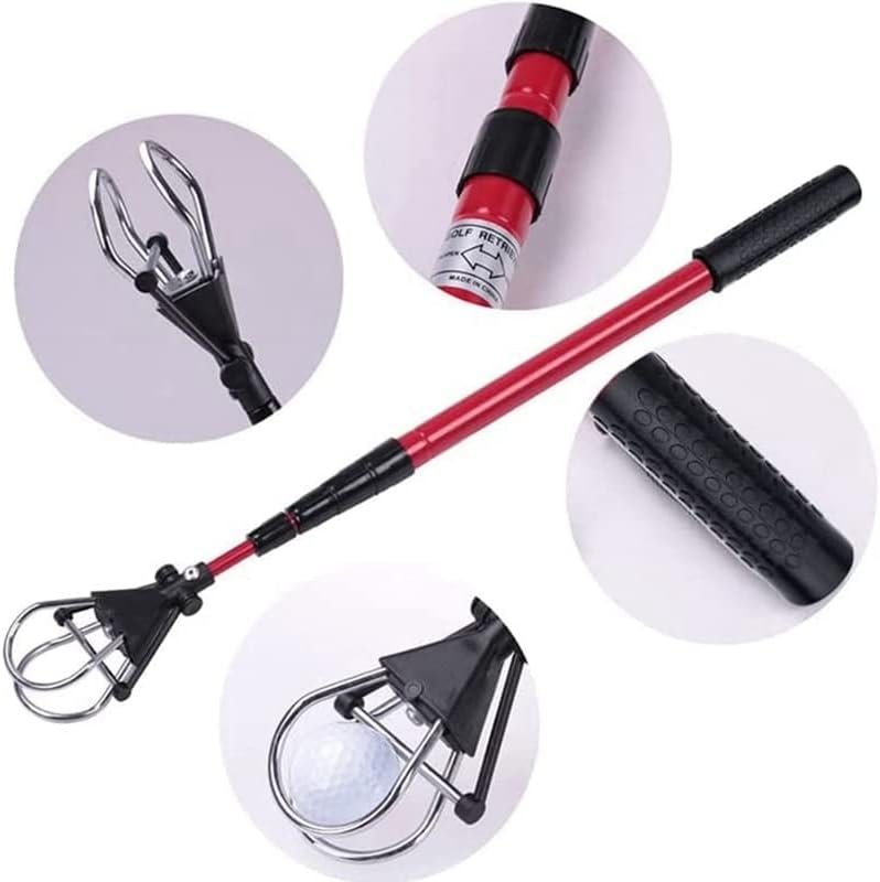 Golf Ball Retriever,Golf Ball Retriever Telescopic for Water,Ball Retriever Tool Golf,Golf Accessories Golf Gift for Men - (Color: Red)