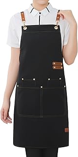 [ISHU] エプロン 撥水 首掛け シンプル かぶるだけ カフェエプロン 無地 おしゃれ 大容量ポケット