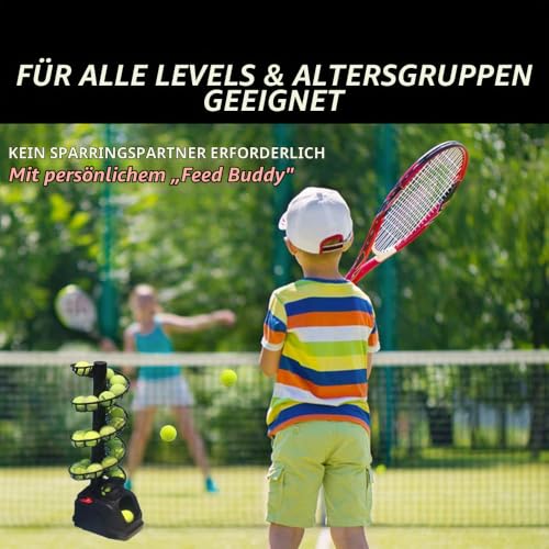 hzexun Tennisbälle Ballmaschine Tragbarer Tennisball-Maschine Solo Tennistrainer AC&Batterie Zuhause/Gericht Ballwurfmaschinen