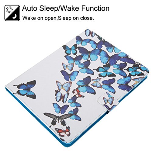 Newshine Ipad 2 Case, Ipad 3 4 Case Colorful Smart Pu Leather Stand Cover With Card Holder For Apple Ipad 2 & Ipad 3 & Ipad 4 9.7 Inch, With Auto Sleep/Wake Up Function, Flying Butterfly #TOP2