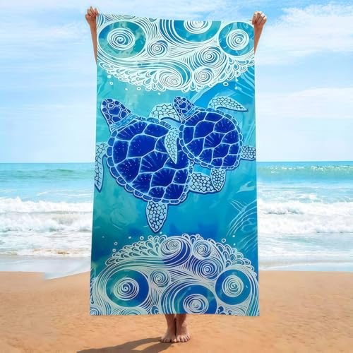 Kiuiom Telo Mare,Asciugamano Mare Antisabbia,Telo da Bagno Senza Sabbia,Coperta da Spiaggia da Donna per Sport,Viaggi,Yoga,Campeggio,Spiaggia,Palestra,in Microfibra,Tartaruga,180x80cm