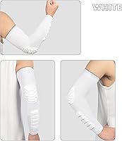 Vista 5 de Paquete de 4 mangas de baloncesto para brazos, de compresión a prueba de golpes, acolchadas para codo, protección para jóvenes, niños y adultos