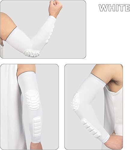 Miniatura 2 de Paquete de 4 mangas de baloncesto para brazos, de compresión a prueba de golpes, acolchadas para codo, protección para jóvenes, niños y adultos