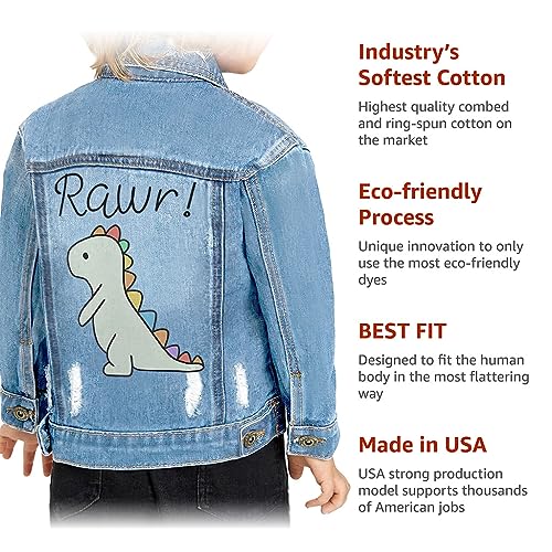 Rawr! Cute Dino Toddler Denim Jacket - Dinosaur Themed Stuff - Gift from Mother 5