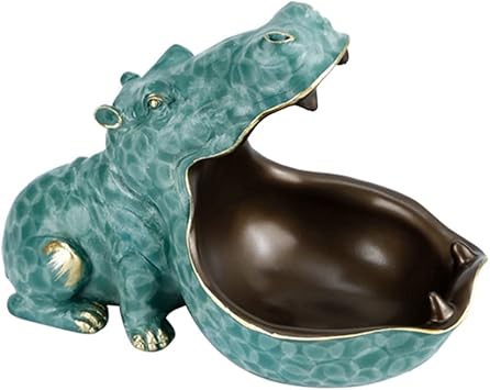 KHUY Decorative Trays for Coffee Table, Nordic Entrance Key Tray Entryway, Jewelry Dish Tray Key Remote Control Simple Animal Hippo Storage Box Office Resin Decoration Decor Color A