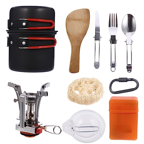 VINTORKY 1 Set Multi Functional Portable Picnic Cookware for People Outdoor Cooking Kit with Stove for Camping Hiking and Travel