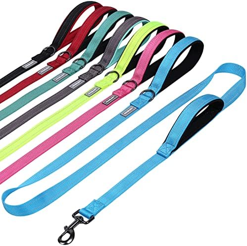 Vivaglory Dog Training Lead with 2 Padded Handles, Heavy Duty 6ft Long Reflective Safety Walking Leash for Medium to Large Dogs, Black