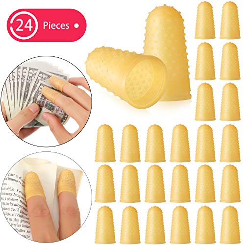 24 Pieces Rubber Fingers Tip Fingers Covers Rubber Finger Pads Grips Thick Reusable