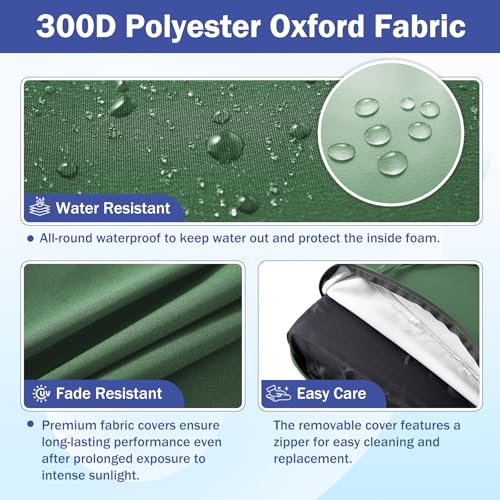 Image of Outdoor Chair Cushions, 24 x 24 Inch Outdoor Cushion for Patio Furniture, Patio Chair Cushion, Waterproof & Fade Resistant Deep Patio Furniture Cushion Set with Handle and Ties, ForestGreen (Set of 4)