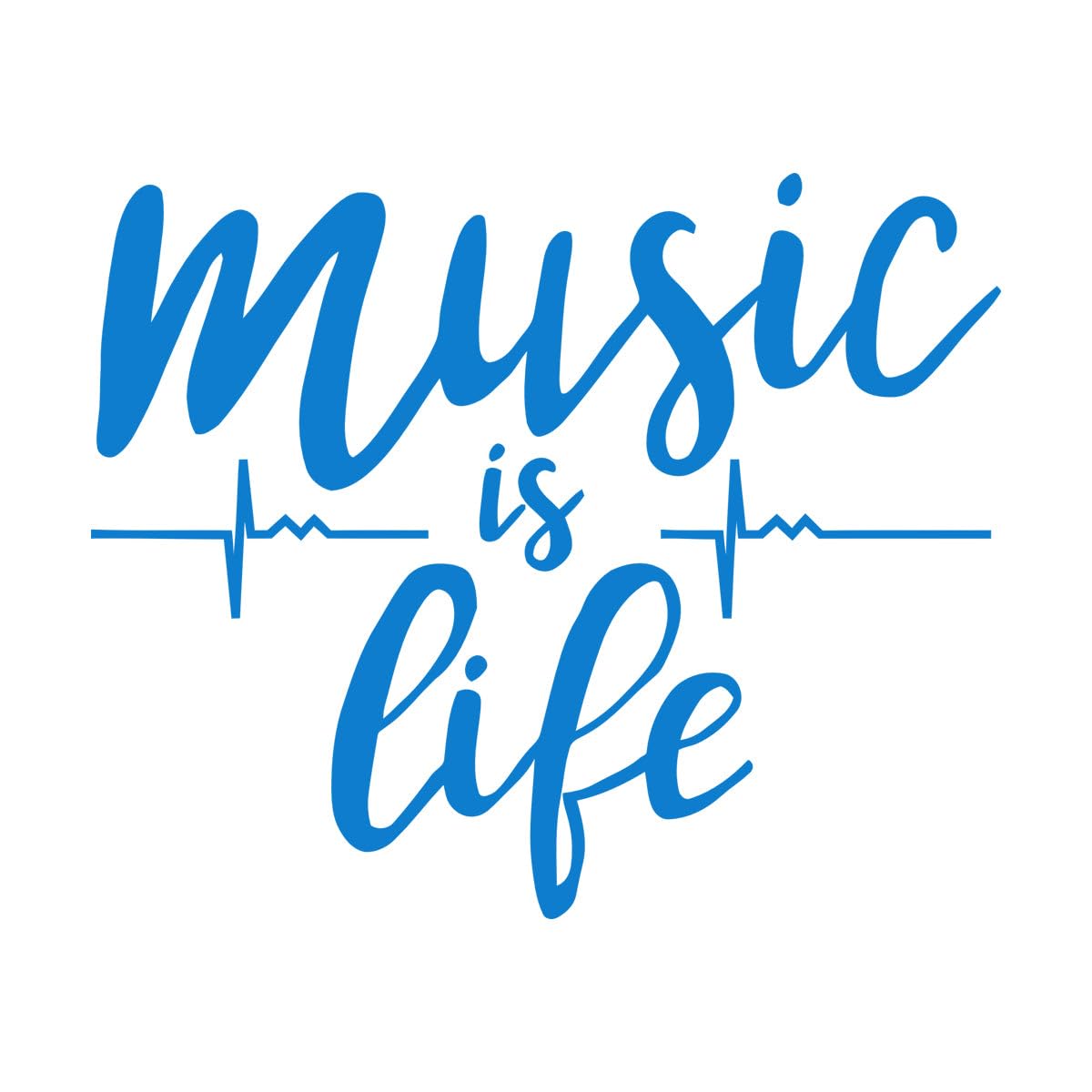 Music is Love Heartbeat Musical Wall Decals PVC 54x67.2cm Removable Without Leaving Glue Large Blue โ image 1